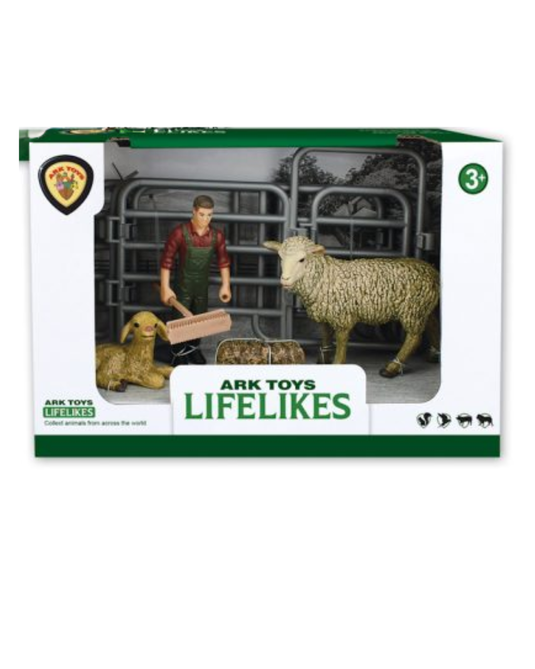 Ark Toys Medium Farm Set with Farmer & Sheep Lifelikes – 5 Piece Play Set