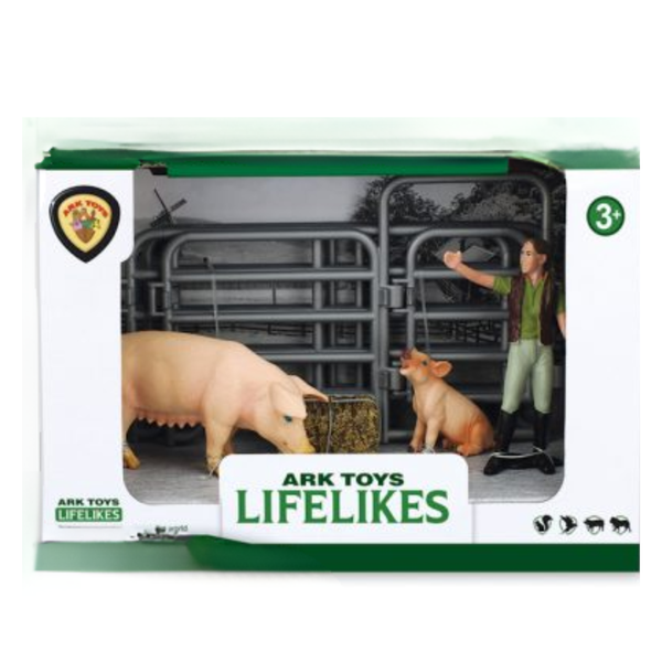 Ark Toys Medium Farm Set with Farmer & Pigs Lifelikes